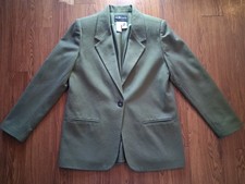 Vintage Sag Harbor Petite Wool Blazer Jacket Green Olive Y2K Woolmark Size 8P