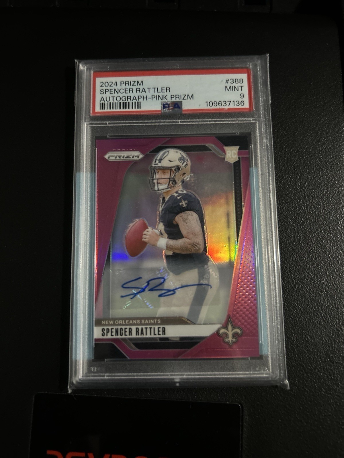 2024 Panini Prizm - Rookies Spencer Rattler #388 Pink Prizm Autographs (AU, RC)