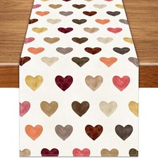 Valentine  s Day Table Runner 13x72 Inch ,Colorful Love Heart Seasonal Holiday Ki