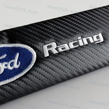 SET FOR FORD RACING Carbon Look Seat Belt Cover Shoulder Pads Embroidery Logo
