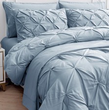 Twin Comforter Set, 5 Piece Twin Bedding Sets, Pintuck Twin Size Bed Set, Pin...