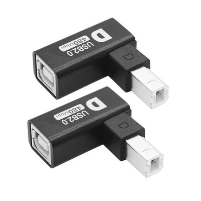 90 Degree USB B 2.0 Printer Adapter Down Angle Type B Male to Female MIDI