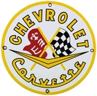 VINTAGE CHEVROLET CORVETTE PORCELAIN SIGN GENERAL MOTORS DEALERSHIP GAS OIL FORD