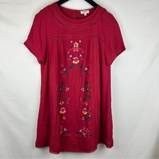 Umgee red embroidered floral cutout detail boho dress S
