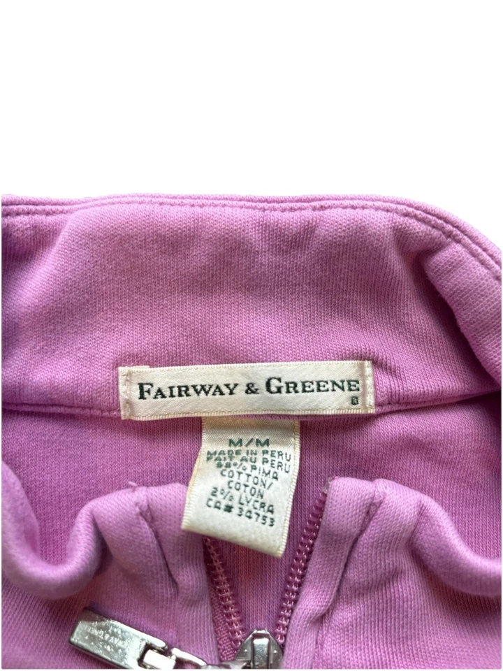 Suéter pulôver de golfe Fairway & Greene 1/4 quarto zíper feminino tamanho médio rosa - Imagem 3 de 3