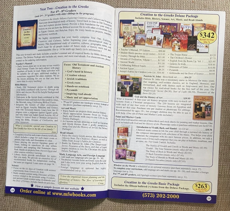 MFW Set Creation to the Greeks Curriculum 2003 Year 2My Father's World Grs 4 - 8 - Image 2 of 4