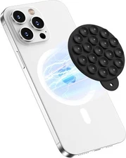 Magnetic Suction Cup Phone Mount for MagSafe Case, Silicone Hands-Free Black 