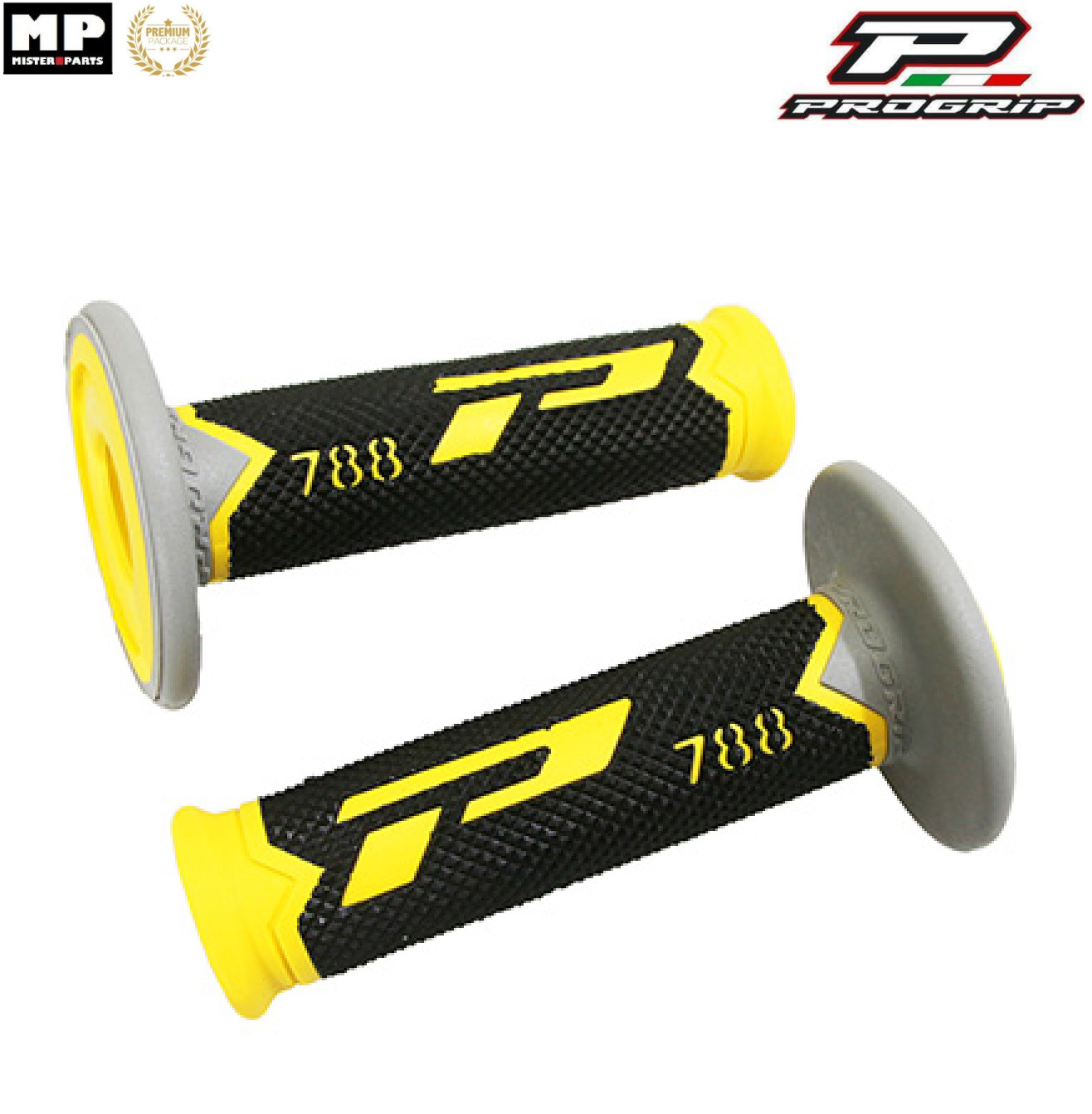 Poignées PROGRIP 788 Jaune et Noir pour Sorties Enduro et Pistes MX