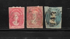Tasmania 1855-71 QV Chalons IMPERF(3)