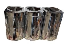 VINTAGE KROMEX MCM CHROME KITCHEN CANISTER SET STACKING COFFEE TEA FLOUR SUGAR