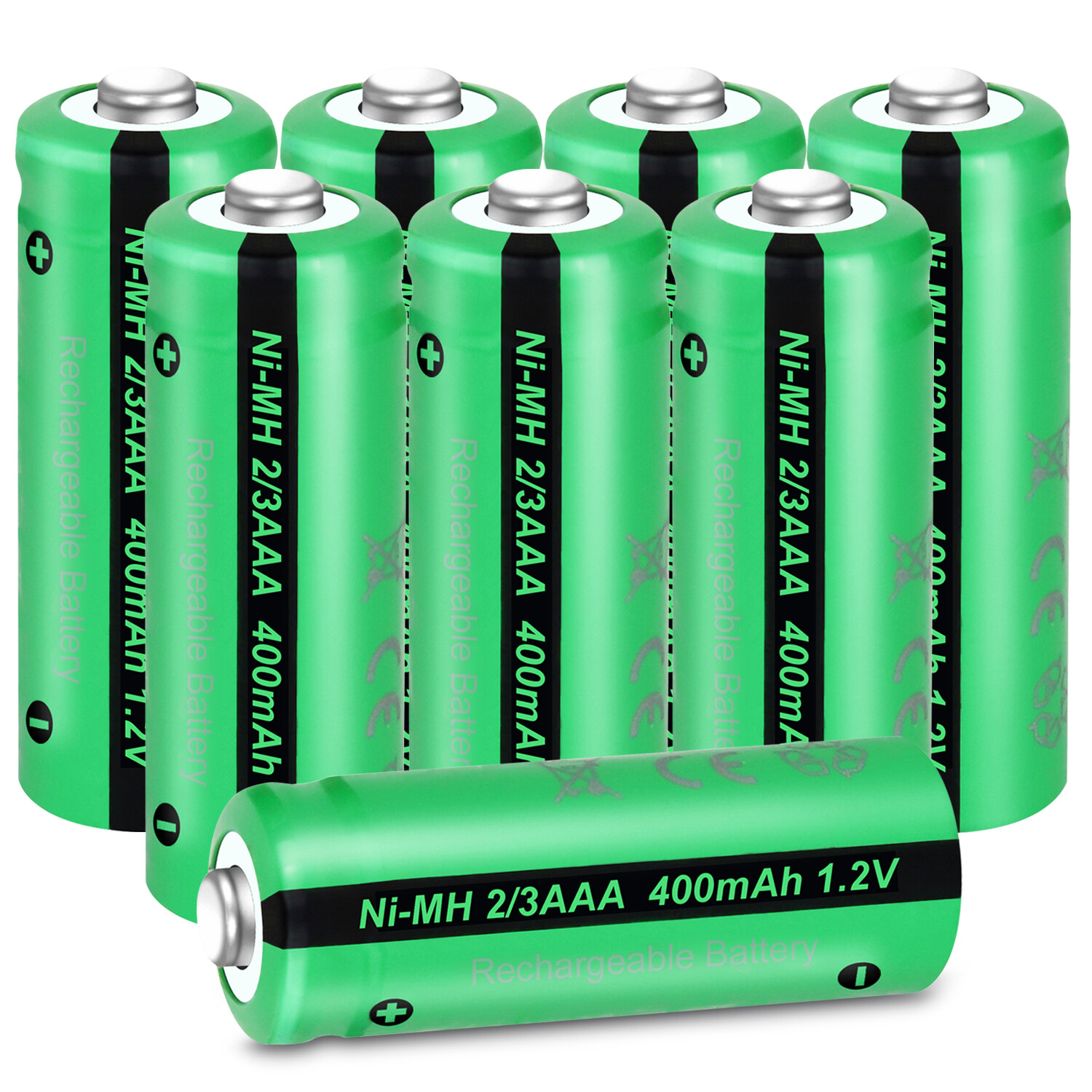 8X Rechargeable Batteries 1.2v 2/3AAA Size 400mAh Ni-MH Battery for Solar Lights-image