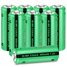 8X Rechargeable Batteries 1.2v 2/3AAA Size 400mAh Ni-MH Battery for Solar Lights