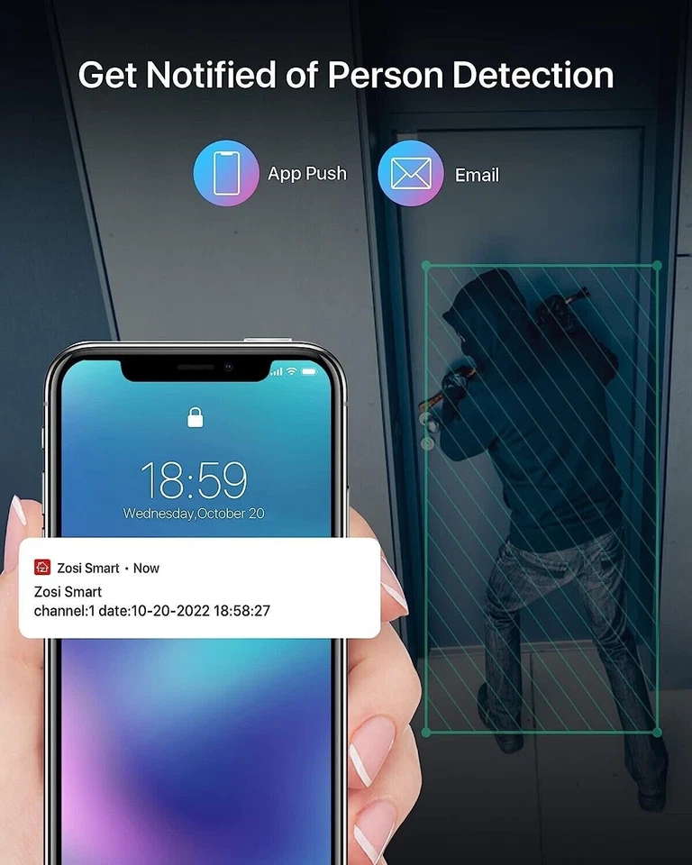 8 Camaras De Seguridad Wifi Exterior 1080P Inalambrica Con Vision Nocturna Video - Image 4 of 4
