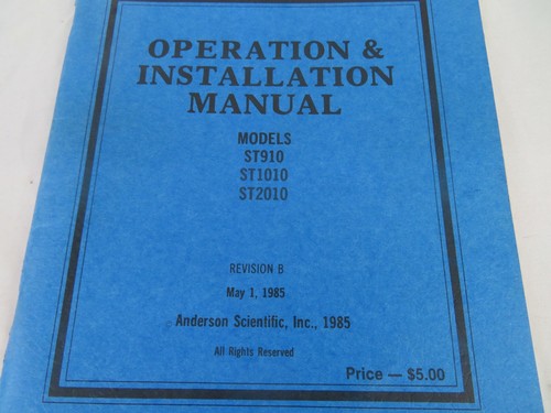 Anderson 1985 receptor científico manual de operación e instalación ST 910 1010 - Imagen 2 de 6