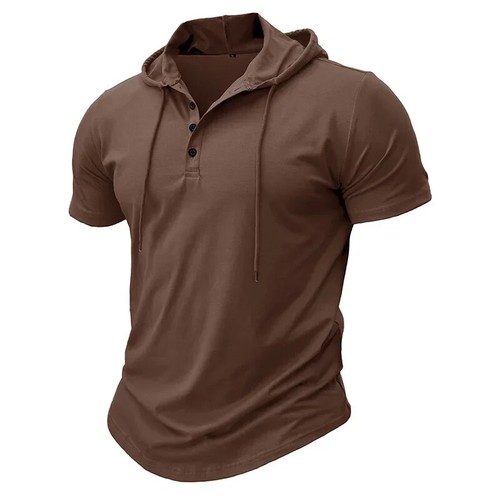 Hombres Manga Corta Sudadera con Capucha Abotonada Calce Ajustado Verano Informal Con Capucha Prenda para el torso Camiseta Suave - Imagen 23 de 31