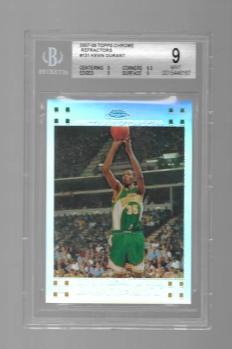 2007-08 Topps Chrome Kevin Durant Refractor  Rookie  BGS 9  Graded