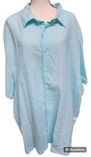 Cafe Luna NWT Button-Down Shirt Plus Size 3X Linen Blend Tropical Summer Cruise