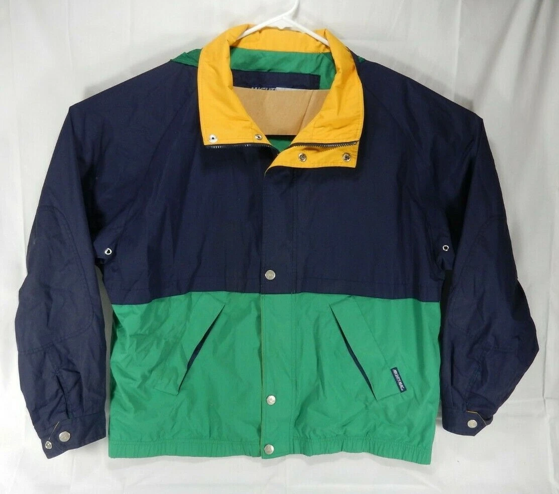 Vintage Blue Green Mighty-Mac Flag Sailing Jacket with Hood XL