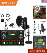 Podcast Equipment Bundle, 48V XLR Podcast Microphone Bundle, Voice Changer wi...