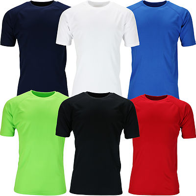 Neu Herren atmungsaktives T-Shirt feuchtigkeitsableitend kühl trocken Laufen Fitnessstudio Top Sport Leistung