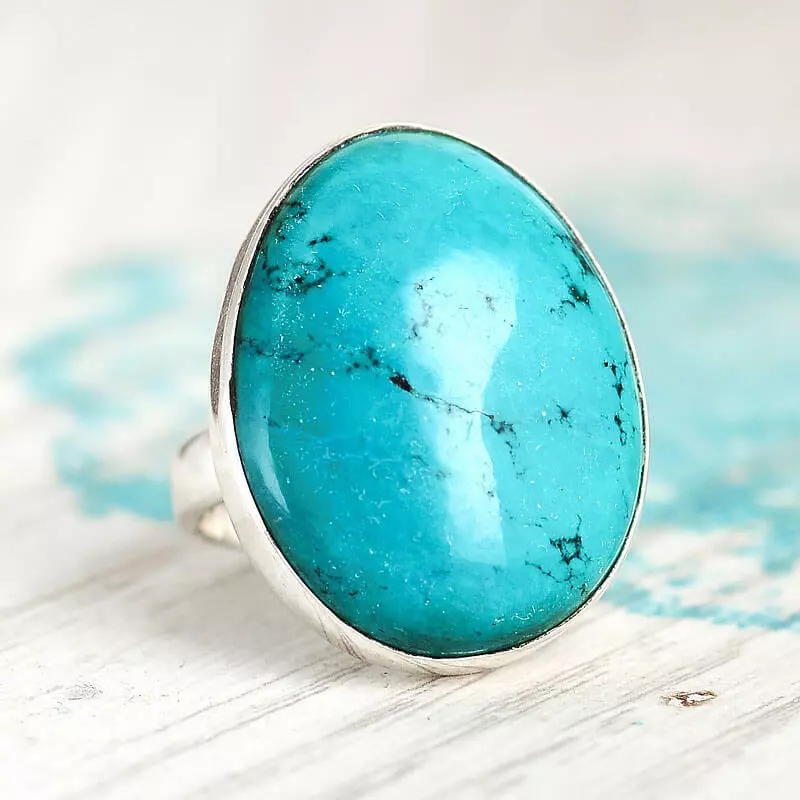 Boho Turquoise Ring Sterling Silver 925 Women Chunky Large Big Stone Size 7  8 9 | eBay