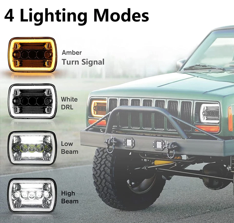 Par de faros LED PUNTO 7x6 5x7 pulgadas con DRL para GMC Safari C6500 C7500 Topkick Foto 4 de 4