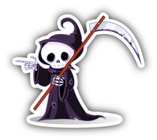 Grim Reaper Cartoon Vinyl Sticker Car Bumper Decal