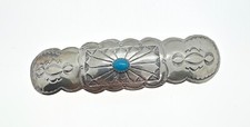 Vintage Native American Turquoise Sterling Silver Hair Clip 4 Inch Length