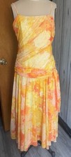 Vintage Louis Feraud yellow print floral dress in US 12 Euro 42