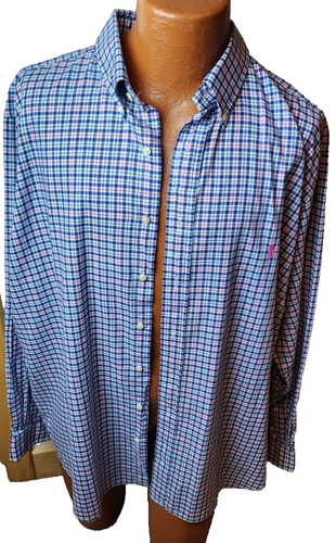 Polo Ralph Lauren Shirt XXL / 2 XB Green Blue Pink Plaid Long Sleeve Colorful