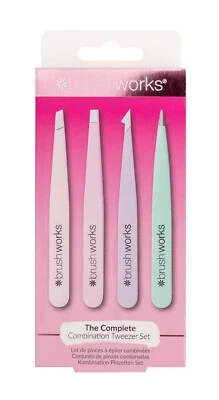 Brushworks 4 Piece Combination Tweezer Set - Pastels