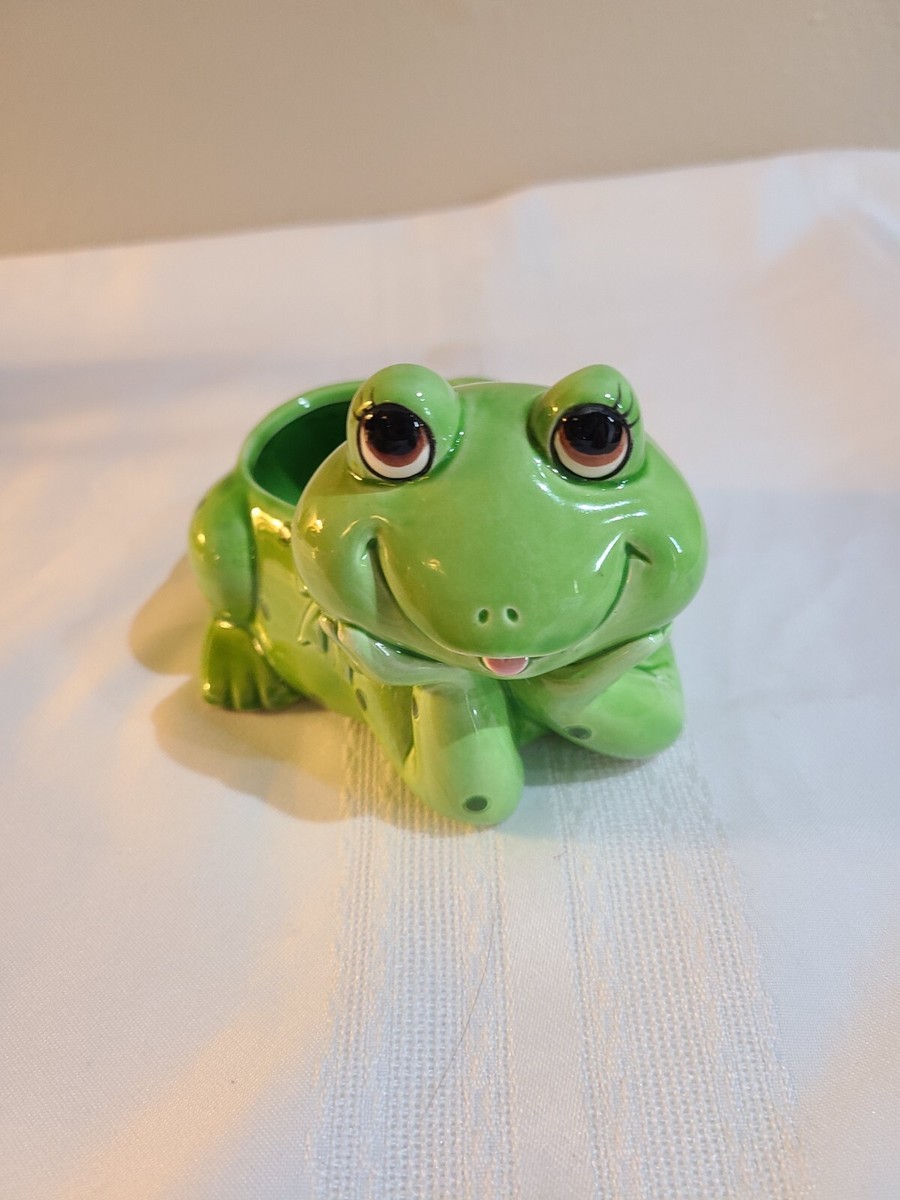 Geo Z Lefton Ceramic Frog Flower Holder Kitchen Helper 1985