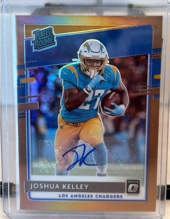 2020 Panini Donruss Optic Bronze Prizm Joshua Kelley Auto Rated Rookie Card #188