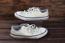 Converse All-Star Chuck Taylor Size 3 Silver Glitter Low Sneakers Junior