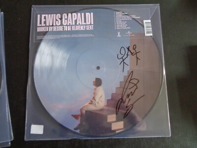 LEWIS CAPALDI BROKEN BY DESIRE PERSONALLY SIGNED PIC DISC LP WITH HIS DOODLE