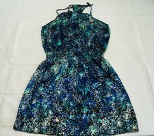 GAP Women's Mini Halter Dress with Ruffle Accent Blue Multicolor Size Medium NWT