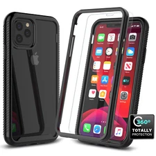 For iphone 13 12 11 Pro Max Clear Case Shockproof Cover with Screen Protector