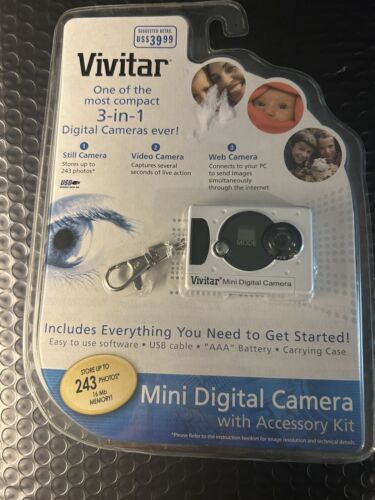  Vivitar Mini 3-in-1 Digital 16Mb Keychain Camera w/ Accessories BRAND NEW - Picture 1 of 4