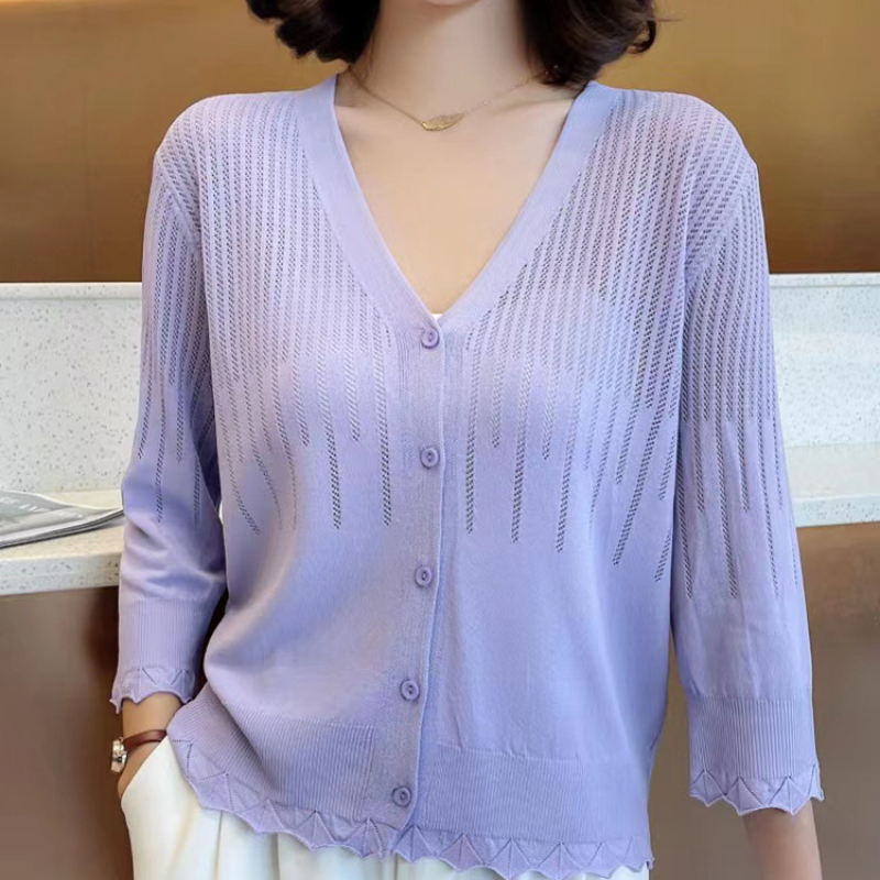 Women's Comfortable Elegant Cardigan Outer Thin Section Short Knitted Jacket Top