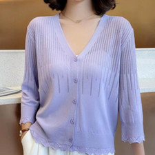 Women's Comfortable Elegant Cardigan Outer Thin Section Short Knitted Jacket Top