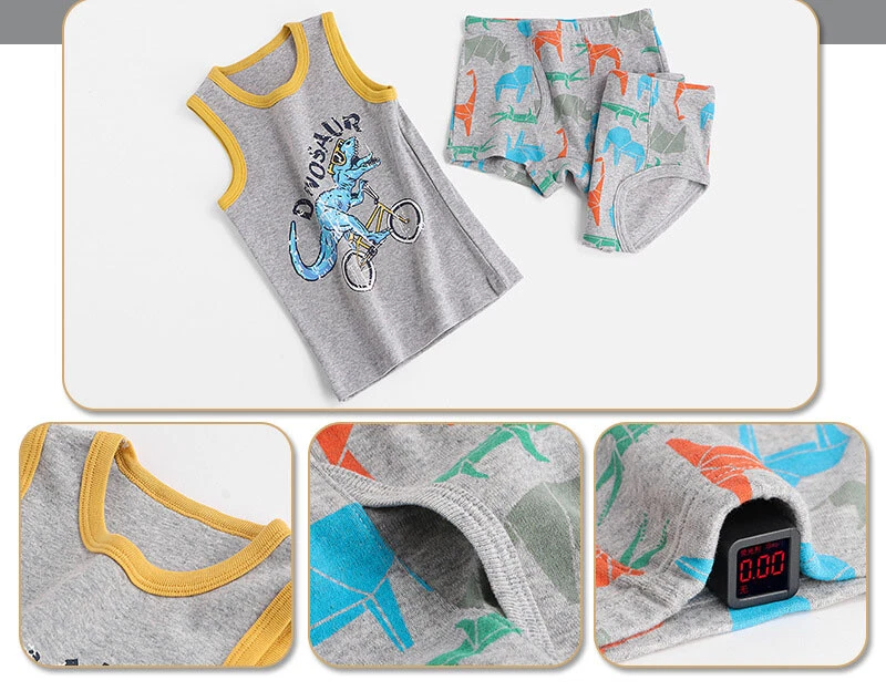 3-Pack Boys Cotton Tank Tops Kids Undershirt Toddler comfy underwear Sleep Cloth - Image 3 of 4