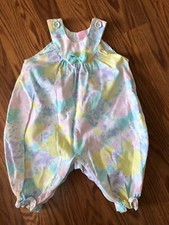 Vintage Baby Girls Pastel Flowered Romper Size 3-6 Mo.