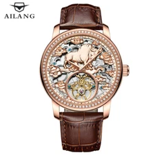AILANG Men's Watch Hollow Cow Automatic Mechanical Wristwatches Waterproof