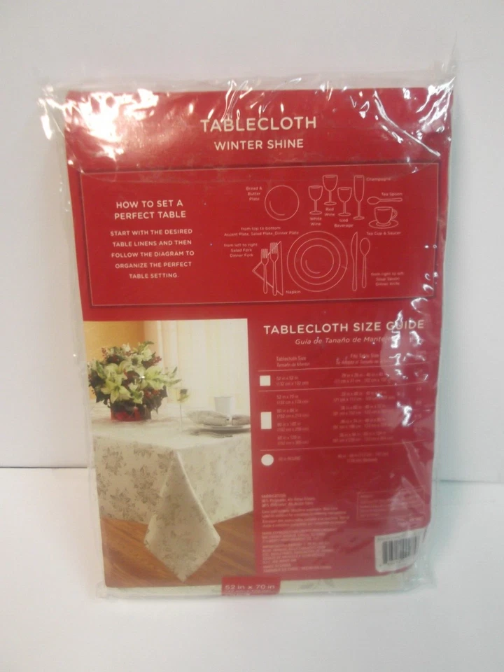 WINTER SHINESILVER OVAL/OBLONG 52IN X 70IN TABLECLOTH NIP - Image 2 of 3