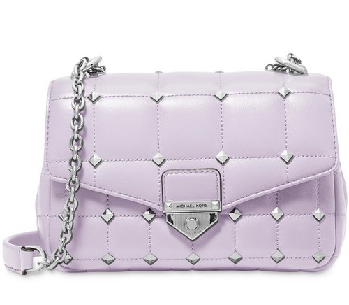 soho small studded leather and canvas shoulder bag