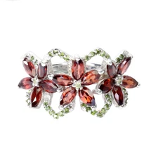 925 Sterling Silver Ring Marquise Mozambique Garnet Peridot Gemstone Jewelry