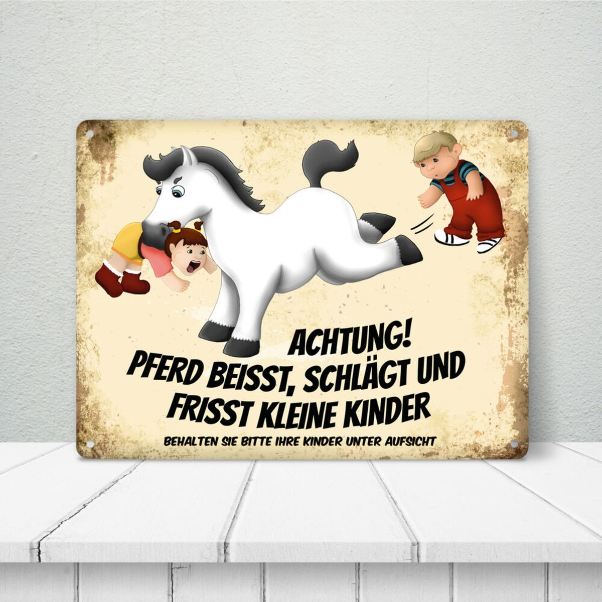 PVC Schild ‚Deaf Hund Pferd‘ – 27,9 X 27,9 Cm, Retro Design Für Die Deko
