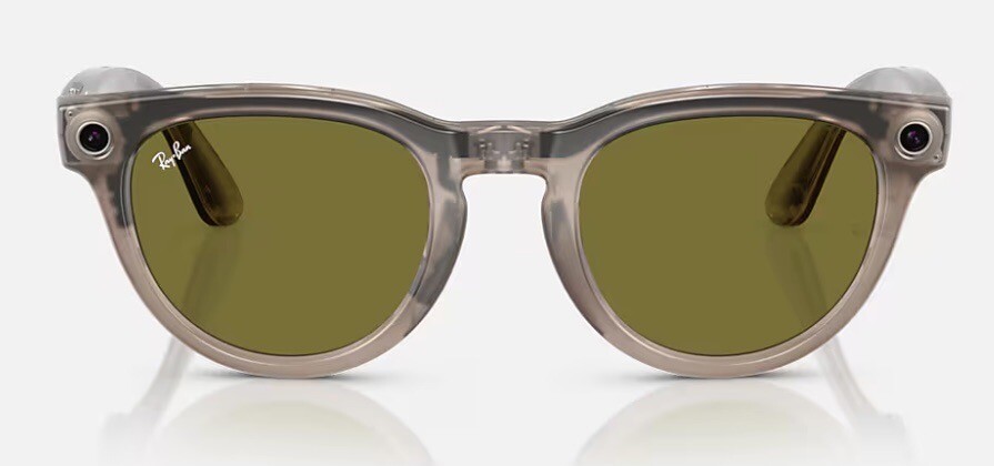 Ray Ban Meta Low Bridge Fit Headliner Smart Sunglasses Stone Green Tra