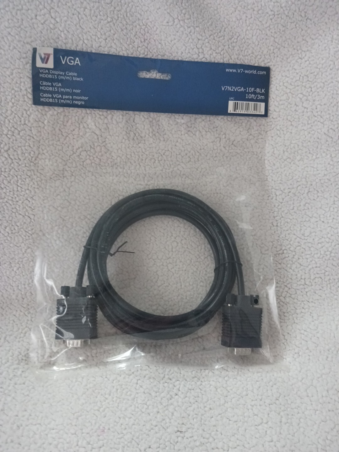 10ft Black VGA HDDB15 Male-to-Male Display Cable 3m