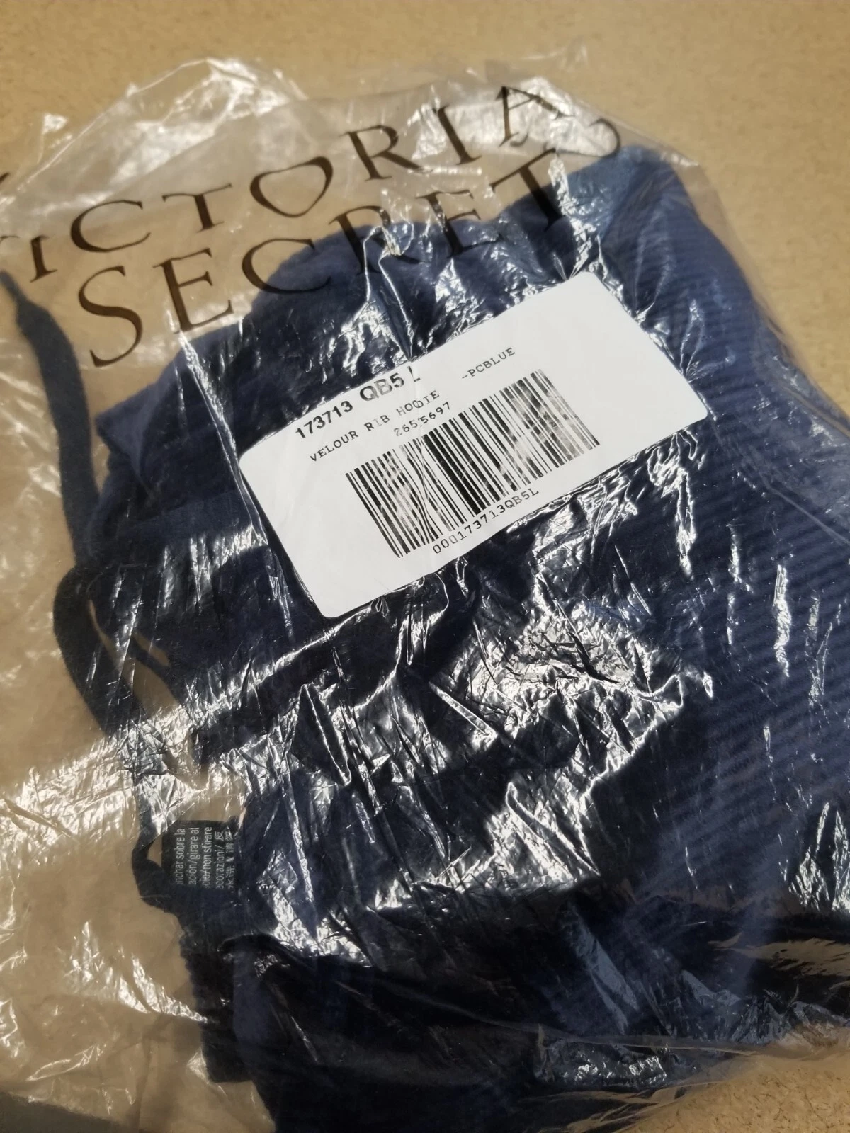 UNDERCOVER Felpa con cappuccio pullover in velluto a costine Victoria's Secret 11207138 taglia Lg blu